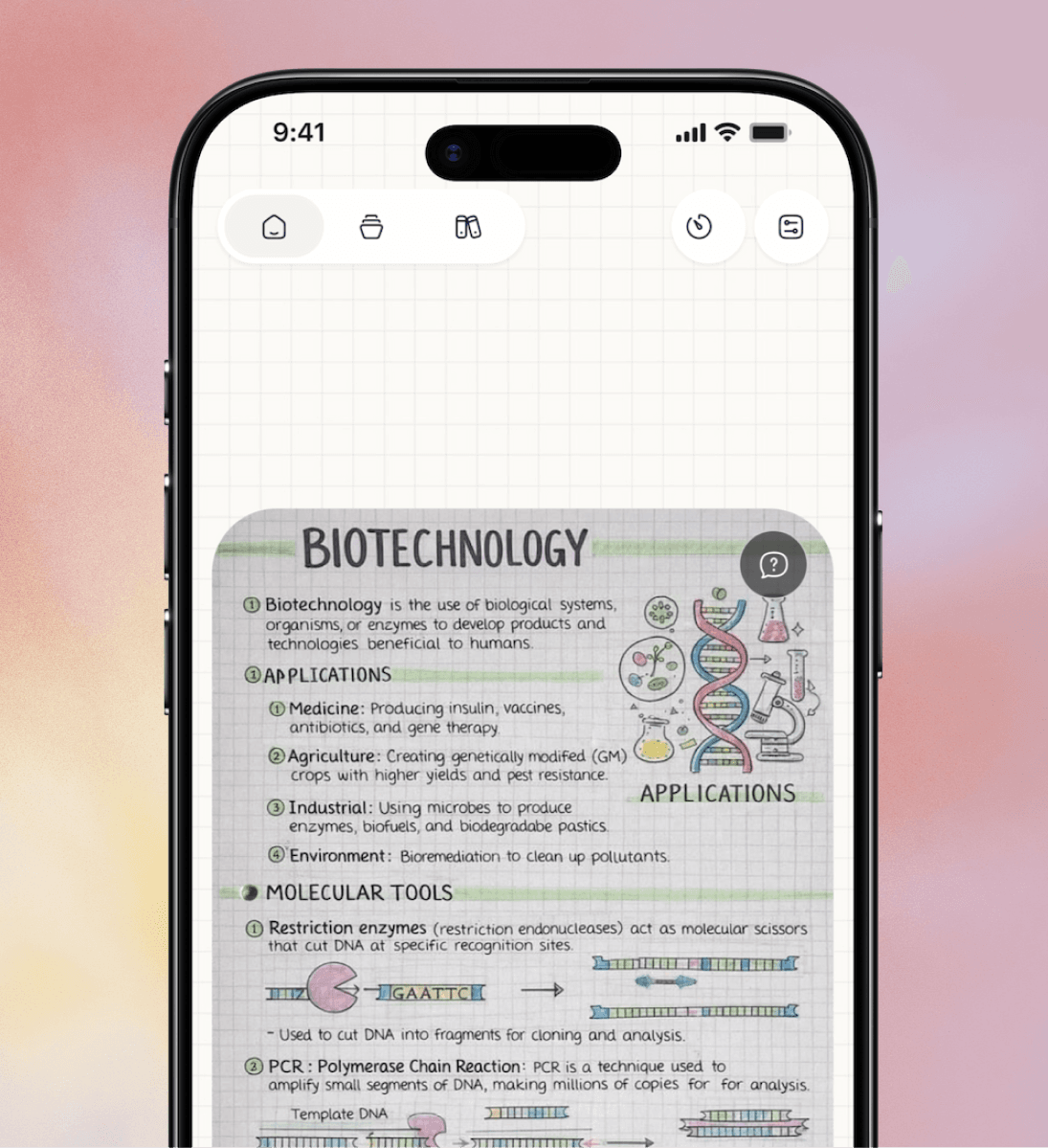 Photographing lecture notes in the Lexie app