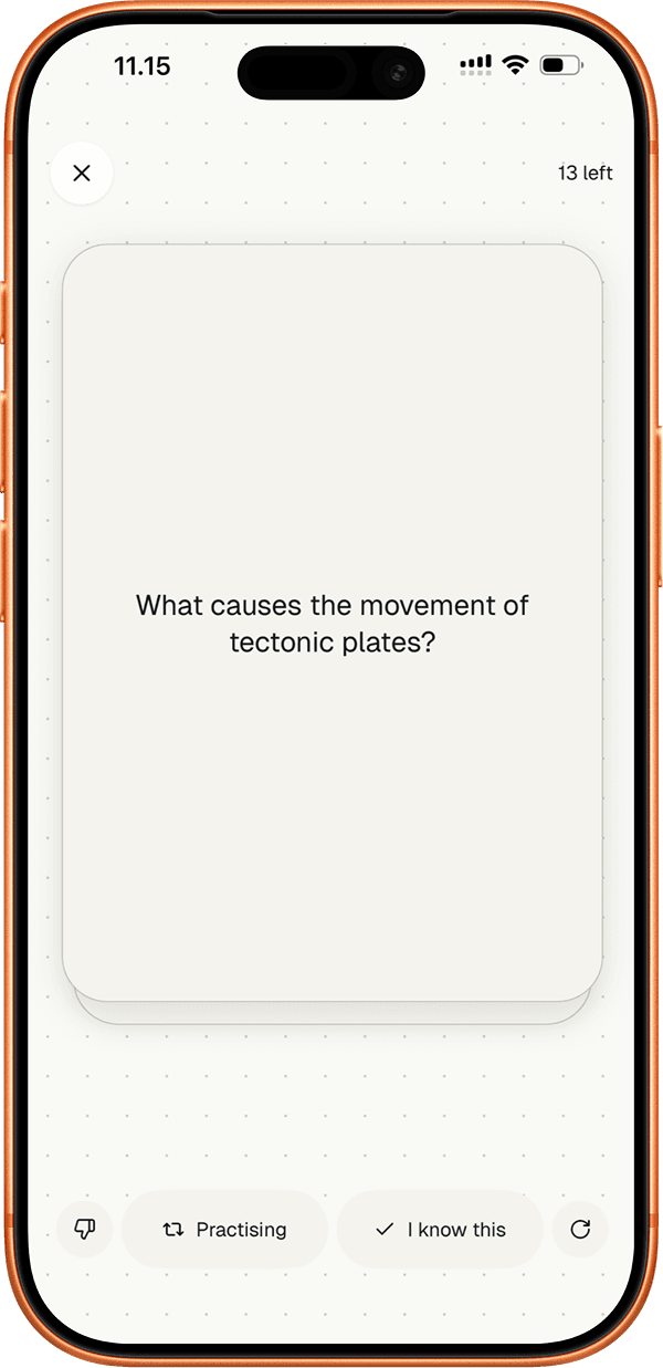 Practice card: what causes the movement of tectonic plates