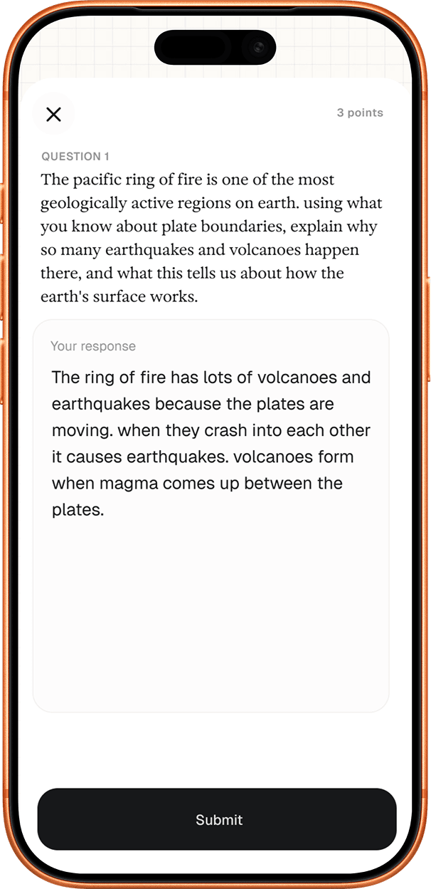 Emma writes her own answer about plate boundaries